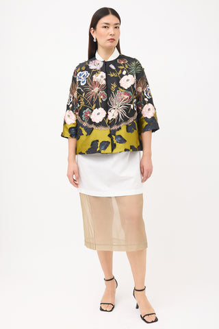 Biyan Satin Floral Embellished Jacket