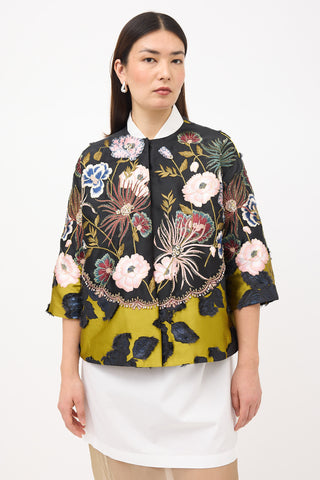 Biyan Satin Floral Embellished Jacket