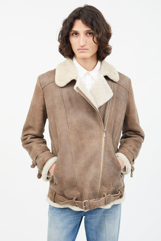 Blachorz Taupe Shearling Leather Jacket