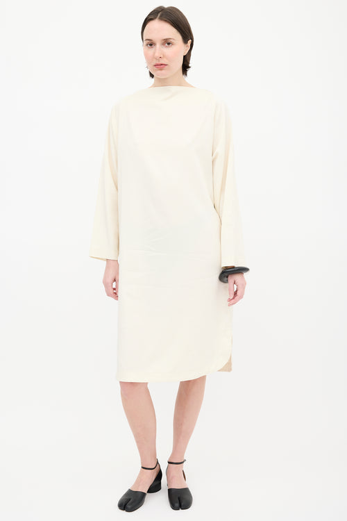 Black Crane Cream Shift Dress