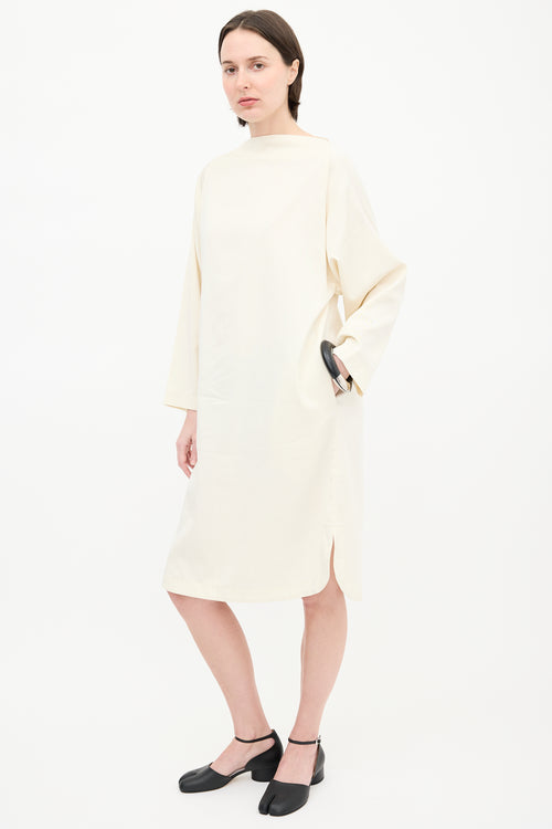 Black Crane Cream Shift Dress