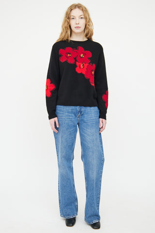 Black Goat Black & Multicolour Cashmere Knit Floral Sweater