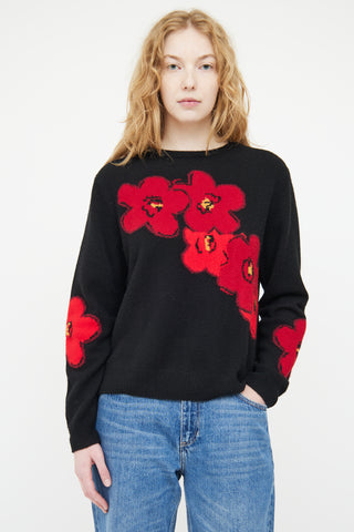 Black Goat Black & Multicolour Cashmere Knit Floral Sweater