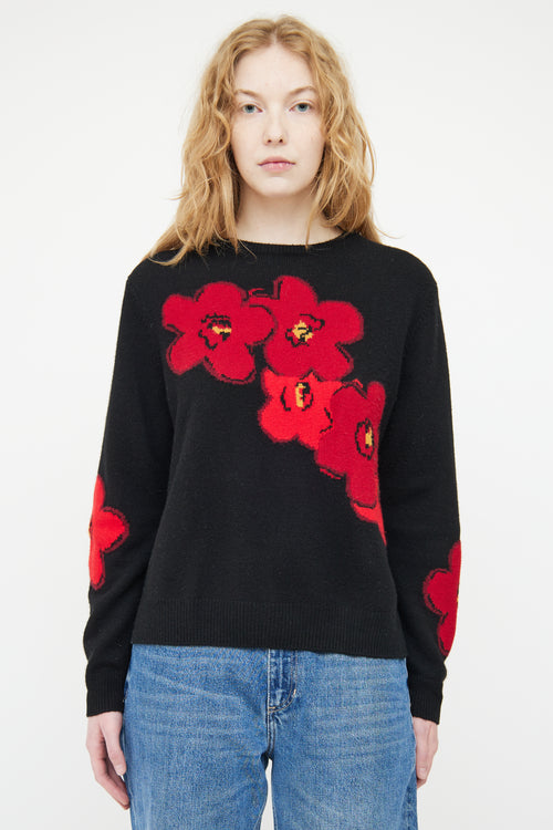 Black Goat Black & Multicolour Cashmere Knit Floral Sweater