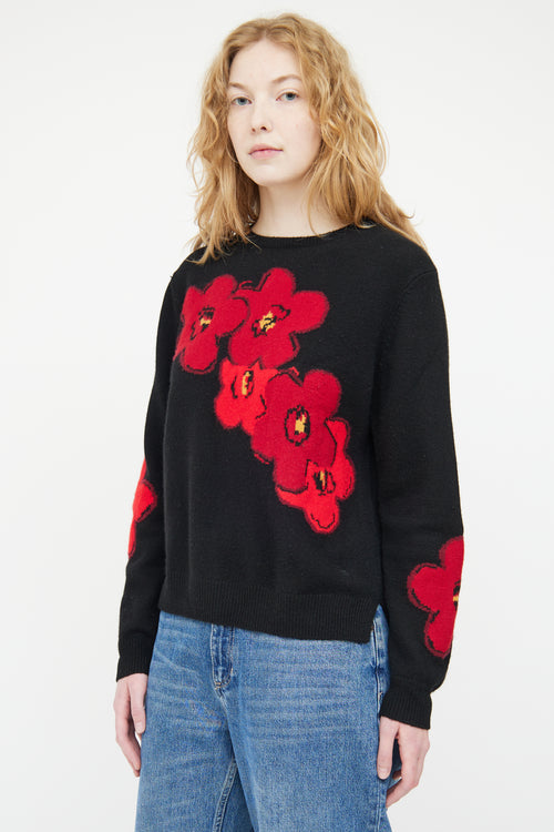 Black Goat Black & Multicolour Cashmere Knit Floral Sweater