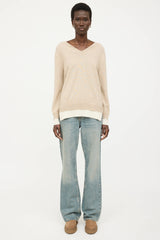 Black Goat Cashmere Knit V-Neck Sweater