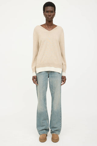 Black Goat Cashmere Knit V-Neck Sweater