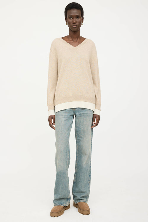 Black Goat Cashmere Knit V-Neck Sweater