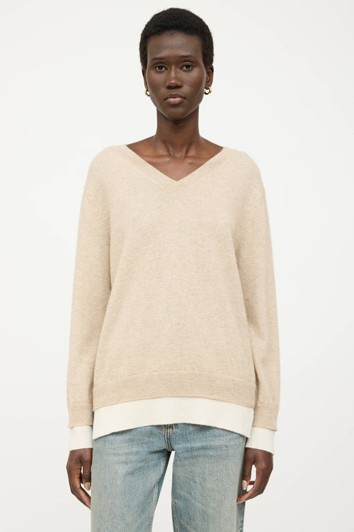 Black Goat Cashmere Knit V-Neck Sweater