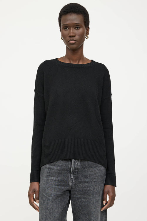 Black Goat Cashmere Knit Crewneck Sweater