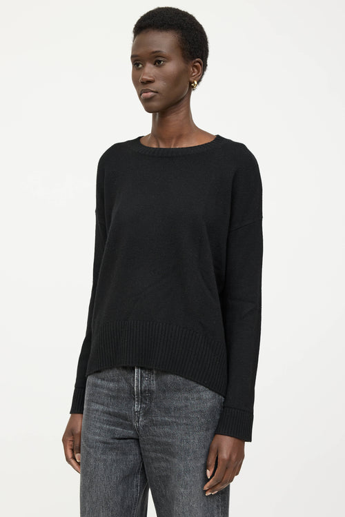 Black Goat Cashmere Knit Crewneck Sweater