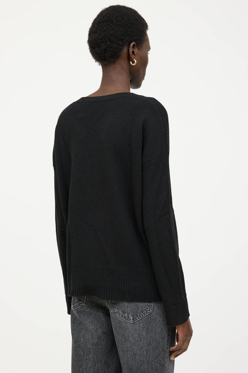 Black Goat Cashmere Knit Crewneck Sweater