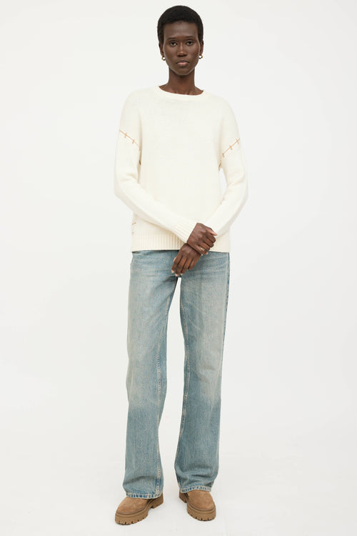 Black Goat Cashmere Knit Patterned Sweater