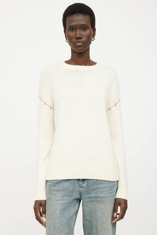 Black Goat Cashmere Knit Patterned Sweater