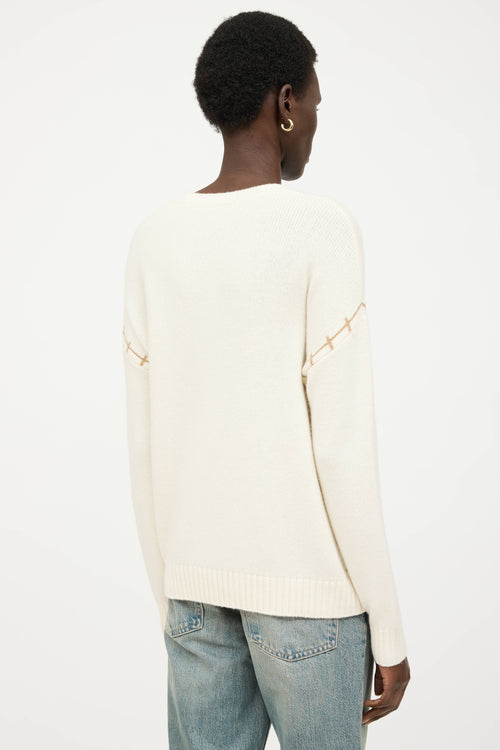 Black Goat Cashmere Knit Patterned Sweater