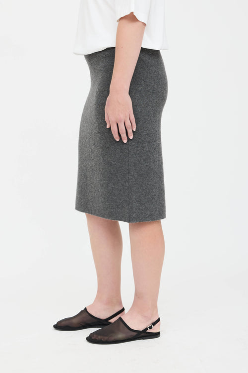 Black Goat Cashmere Midi Skirt