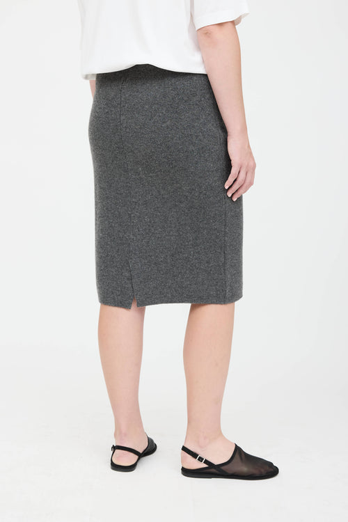 Black Goat Cashmere Midi Skirt