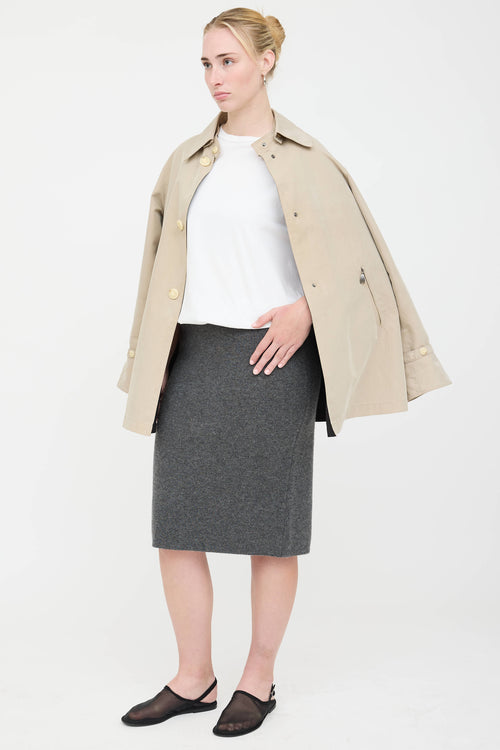 Black Goat Cashmere Midi Skirt