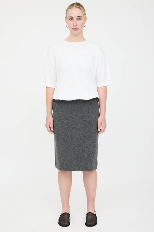 Black Goat Cashmere Midi Skirt