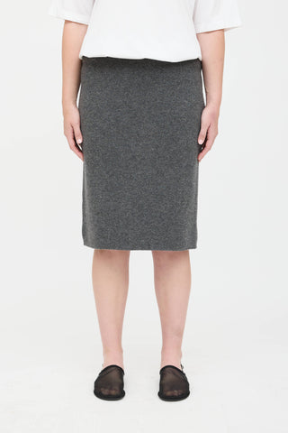 Black Goat Cashmere Midi Skirt