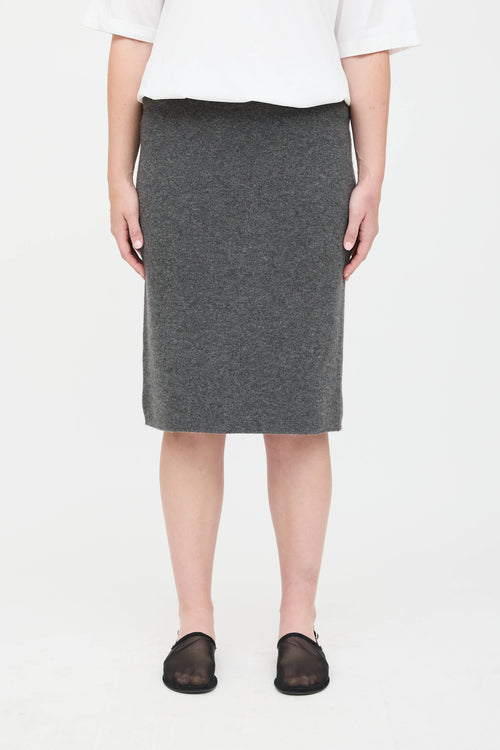 Black Goat Cashmere Midi Skirt