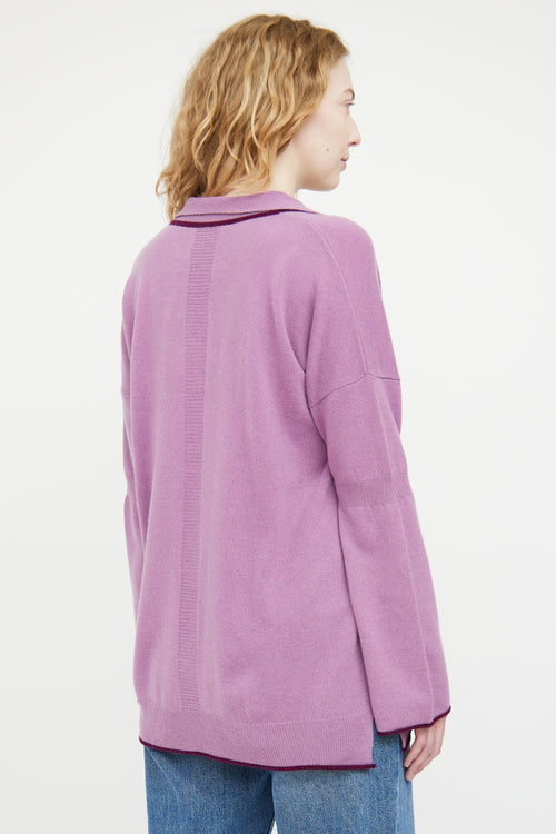 Black Goat Purple Cashmere Knit Polo Sweater