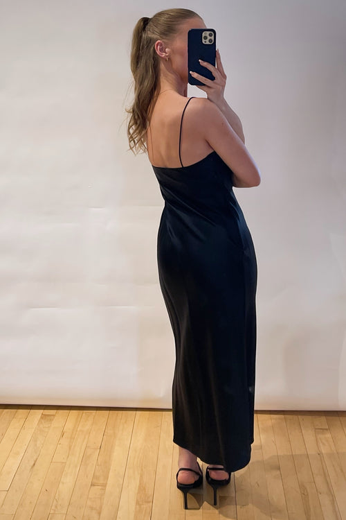 Anine Bing Black Lace Trim Slip Dress