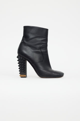 Fendi Black Leather Spike Heel Boot