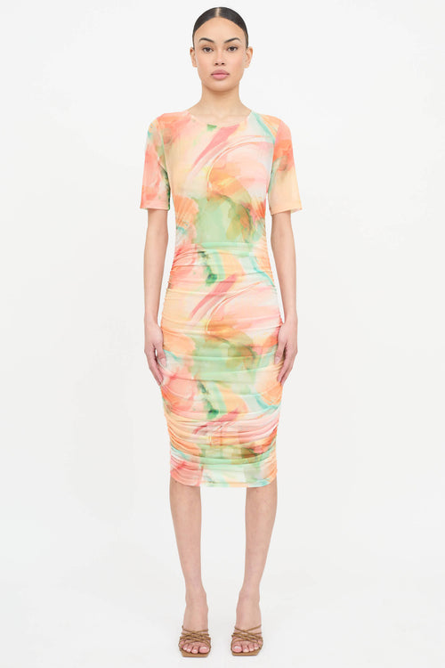 Blackhalo Yvonne Ruched Tie Dye Dress