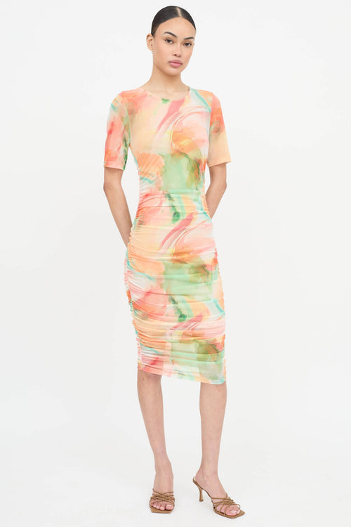 Blackhalo Yvonne Ruched Tie Dye Dress