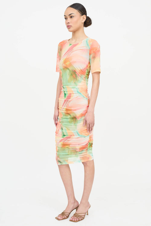 Blackhalo Yvonne Ruched Tie Dye Dress