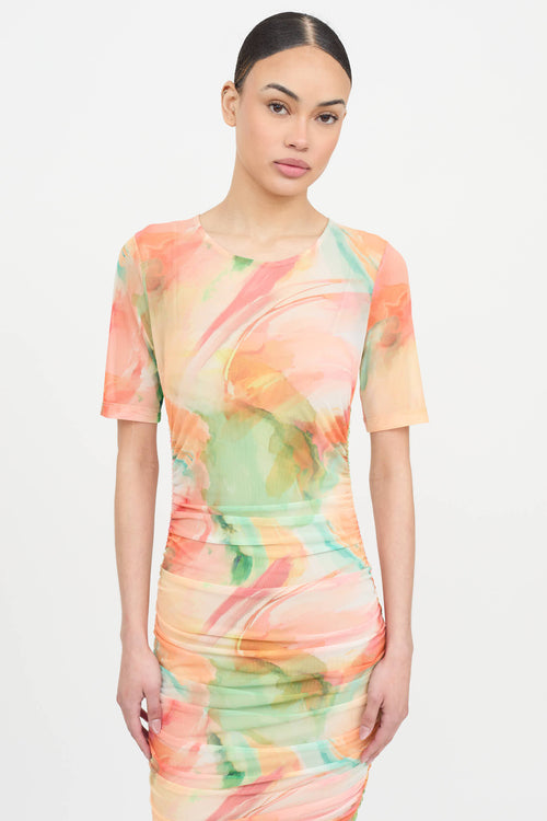 Blackhalo Yvonne Ruched Tie Dye Dress