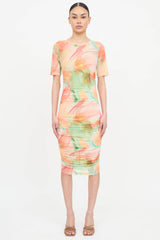 Blackhalo Yvonne Ruched Tie Dye Dress