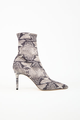 Black Suede Studio Black & Beige Printed Sock Boot