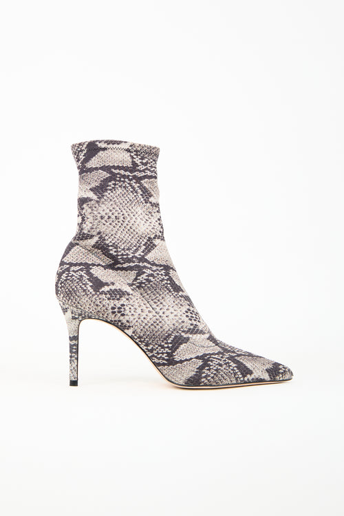 Black Suede Studio Black & Beige Printed Sock Boot