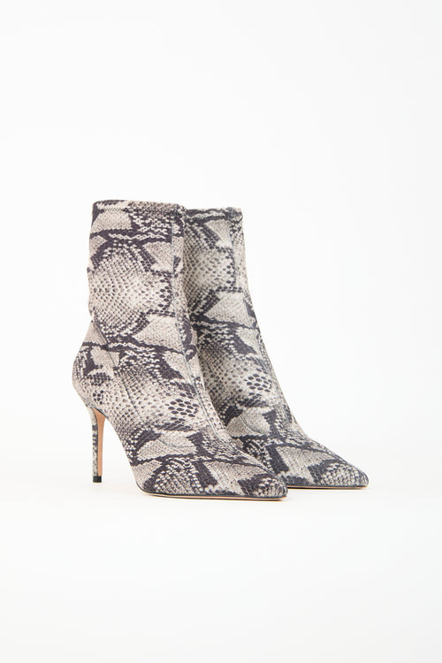 Black Suede Studio Black & Beige Printed Sock Boot