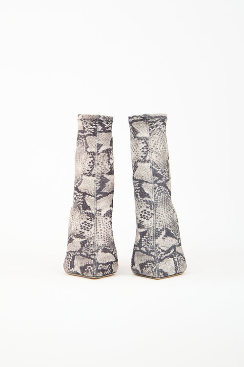 Black Suede Studio Black & Beige Printed Sock Boot