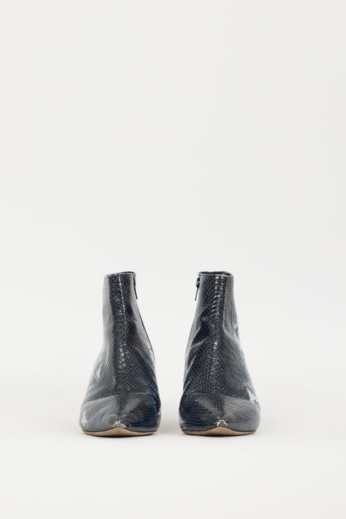 Black Suede Studio Navy & Multi Embossed Leather Boot