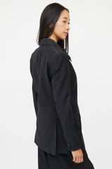 Blk Dnm Black Wool Panel Button Pocket Blazer