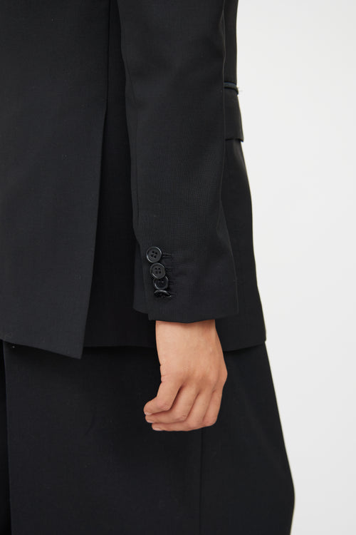 Blk Dnm Black Wool Panel Button Pocket Blazer