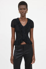 Blumarine Knit Ruffle Top