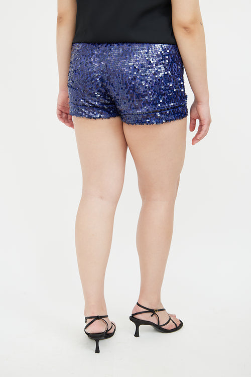 Blumarine Blue Sequin Short