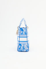 Dior Blue & White Canvas Embroidered Large Lady D-Lite Bag