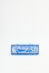 Dior Blue & White Canvas Embroidered Large Lady D-Lite Bag