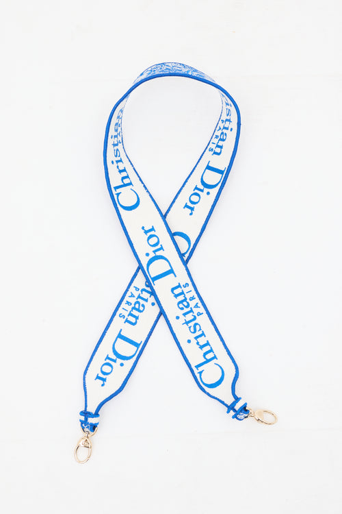 Dior Blue & White Canvas Embroidered Large Lady D-Lite Bag