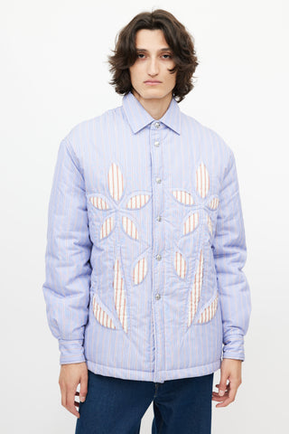 Bluemarble Blue & White Stripe Quilted Shirt Jacket