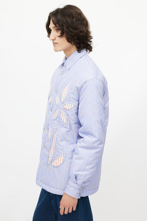 Bluemarble Blue & White Stripe Quilted Shirt Jacket