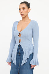 Blumarine Knit Ruffle Cardigan Top