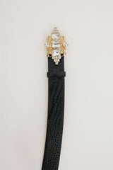 Blumarine Embossed Leather Crystal Belt