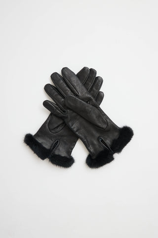 Blumarine Leather Fur Gloves